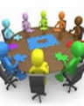 Graphic of people seated around a round table